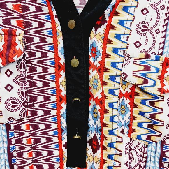 Blouse Tunic Aztec Boho Global Nomad Tribal Revival Festival Tab Sleeve Size 3X - Picture 3 of 12